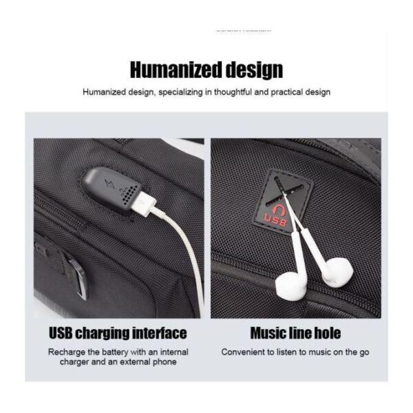 Arctic Hunter XB00100 Men Chest Bag USB Charging Sling Bag Waterproof - Image 3