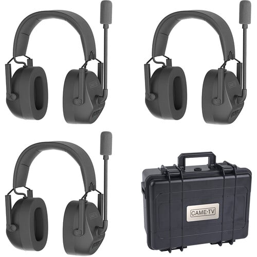 CAME-TV Kuminik8 Full-Duplex Wireless DECT Intercom System With 3 Dual-Ear Headsets
