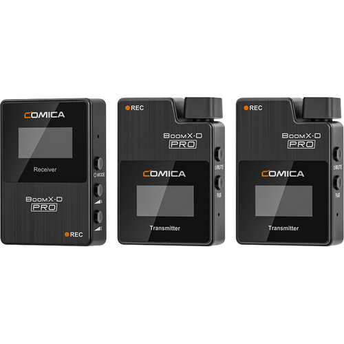 Microfono Wireless COMICA BoomX-D PRO D2 – Doppio Lavalier 2.4G Con Memoria Interna 8GB E Registrazione Integrata