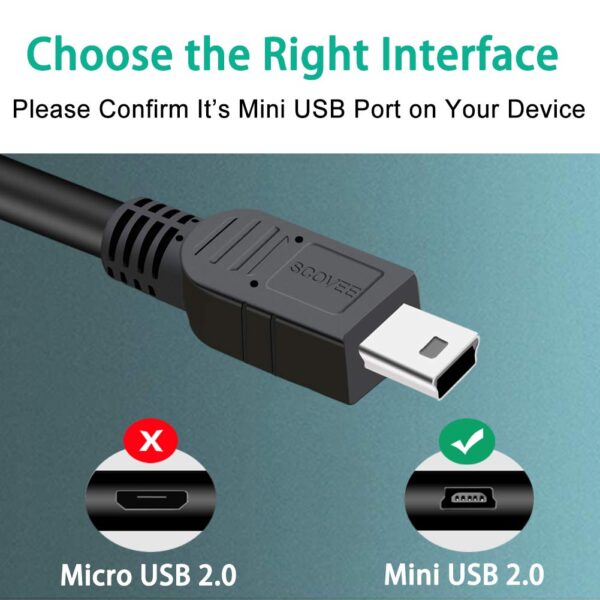 SCOVEE Mini USB Cable Type A to Mini B Charger Cord - Image 3