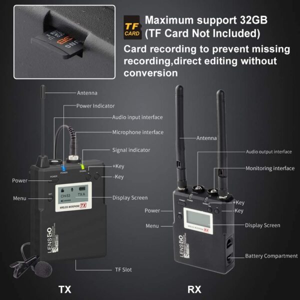 ⁦Wireless Lavalier Microphone System- LENSGO LWM-338C⁩ - الصورة ⁦3⁩