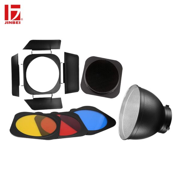 JINBEI JB-A Accessories 20cm Standard Reflector Bowens Mount and Barndoor Barn Door