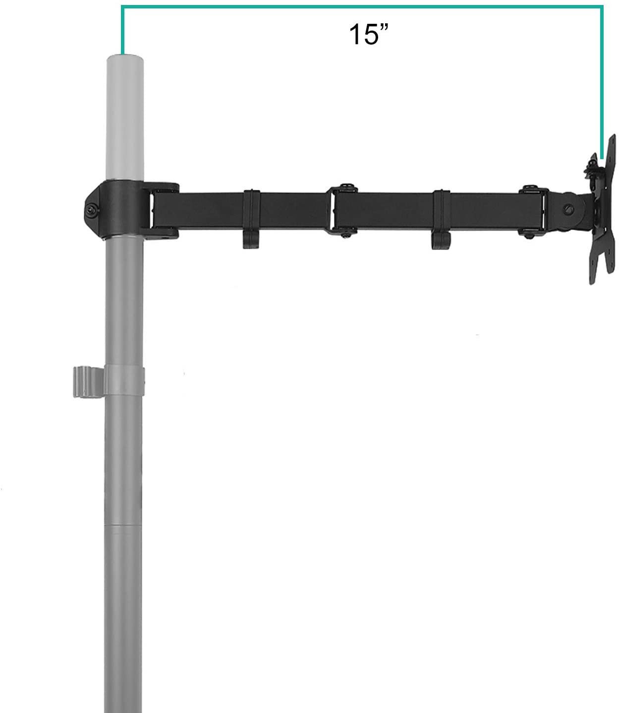 WALI Single Fully Adjustable Arm for WALI Monitor Mounting System (001ARM)- Black - Image 2