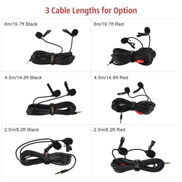 Comica CVM-D02 Dual-head Lavalier Microphone Clip-on mini Omnidirectional Condenser mic interview microphone - Image 2
