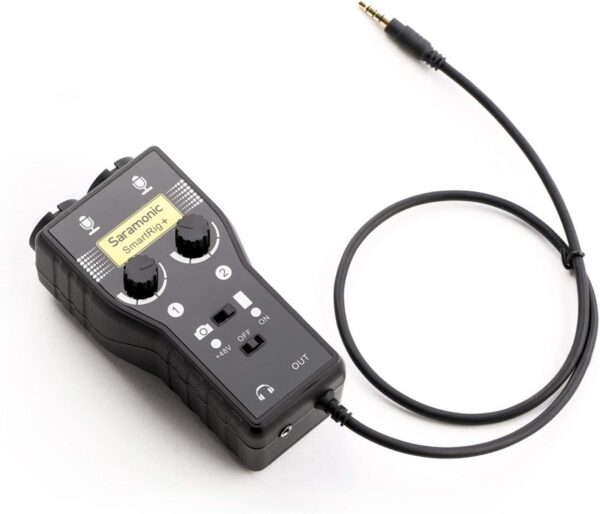 Saramonic SmartRig+ 2-Channel XLR-3.5mm Microphone Audio Mixer with Phantom Power Preamp Guitar Interface