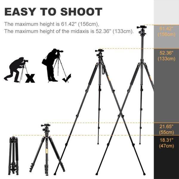 K&F TM2324 Concept 62inch DSLR Tripod - Image 7