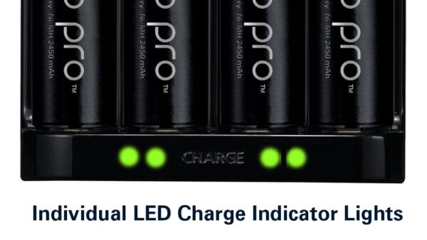 ⁦Panasonic BQ-CC17KSBA eneloop Advanced Individual Battery Charger with 4 LED Charge Indicator Lights, Black⁩ - الصورة ⁦3⁩