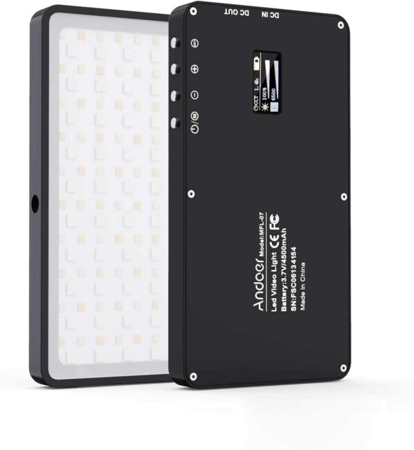 Andoer RGB LED Video Light- Portable Built-in Rechargeable Battery LED Camera Light 18 Light Effects