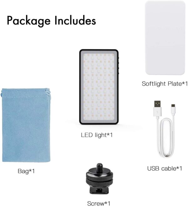 Andoer RGB LED Video Light- Portable Built-in Rechargeable Battery LED Camera Light 18 Light Effects - Image 8