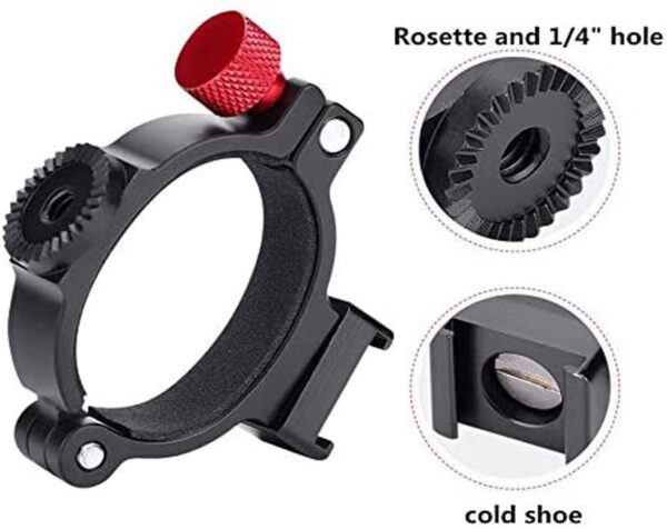Ring Clamp Adapter for DJI OM4- OSMO Mobile 3- Gimbal Mic Mount Extension Bar with Cold Shoe 1-4inch Thread - Image 4
