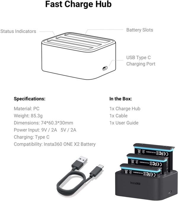 Insta360 ONE X2 Battery Fast Charge Hub Bundle - Image 4