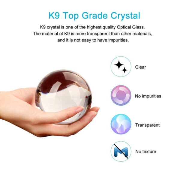 ⁦Photograph Crystal Ball with Stand and Pouch(80mm/3.15inch Set- K9 Clear)⁩ - الصورة ⁦4⁩
