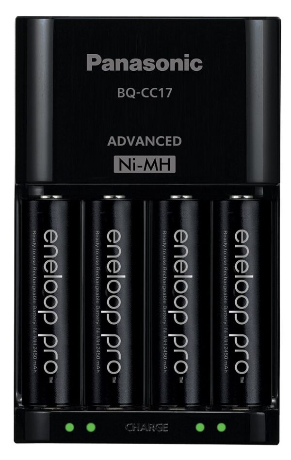 ⁦Panasonic BQ-CC17KSBA eneloop Advanced Individual Battery Charger with 4 LED Charge Indicator Lights, Black⁩ - الصورة ⁦2⁩