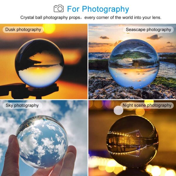 ⁦Photograph Crystal Ball with Stand and Pouch(80mm/3.15inch Set- K9 Clear)⁩ - الصورة ⁦3⁩