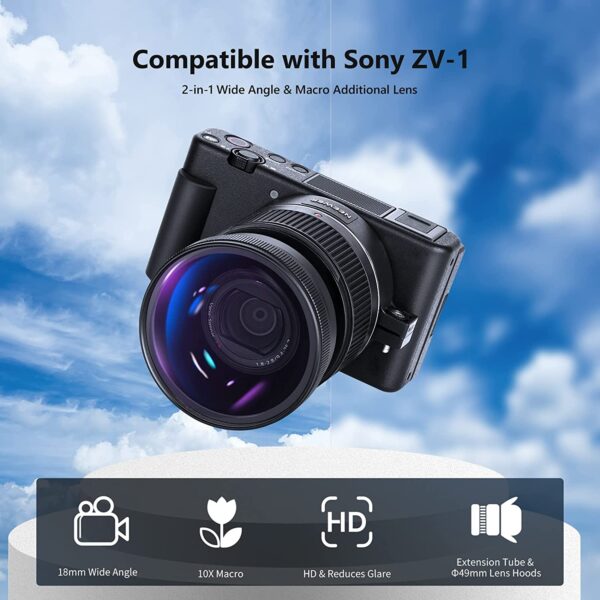 Neewer Wide Angle Lens Compatible with Sony ZV1 Camera - Image 2