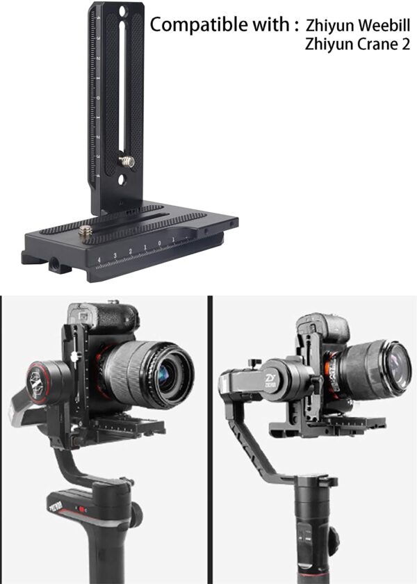 AFFVO L Bracket Vertical Plate Support Holder for Zhiyun Weebill-Weebill S-Crane 2-Crane 3-3S and Video Cameras- Left and Right Switchable - Image 3