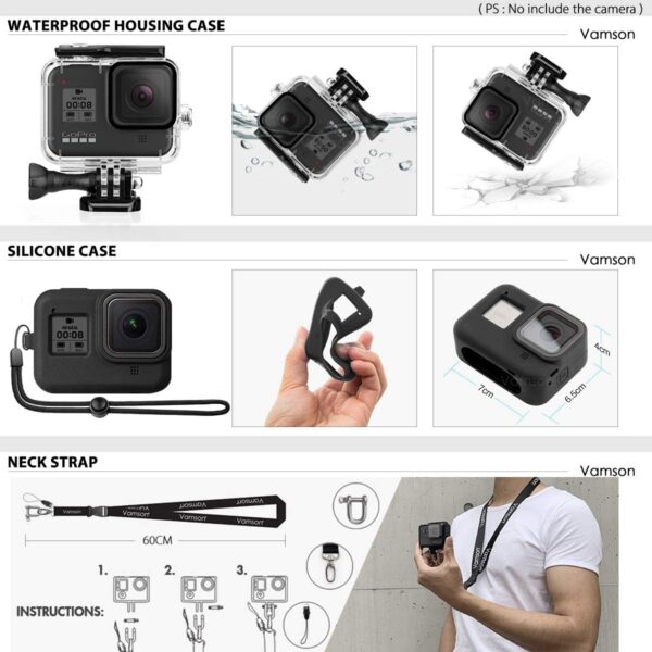 ⁦Vamson Accessories Kit for Gopro Hero 8 Black⁩ - الصورة ⁦3⁩