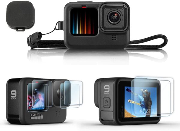 FitStill Silicone Sleeve Case for Hero 10- 9 Black- Battery Side Cover- Lens- Caps- Screen Protectors- Lanyard Accessories Kit - Image 10