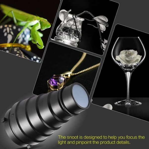 Andoer Metal Conical Snoot with Honeycomb Grid 5pcs Color Filter Kit for Bowens Mount Studio Strobe Monolight Photography Flash - Image 7