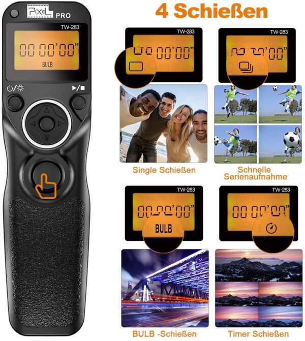 Pixel TW-283-N3 LCD Wireless Shutter Release Timer Remote Control for Canon - Image 4