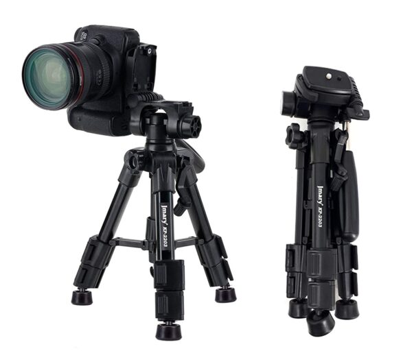 ⁦JMARY KP-2203 Professional Aluminium Alloy Tripod Stand with 3-Way Swivel Pan Head for All DSLR Cameras Specially Designed⁩ - الصورة ⁦2⁩