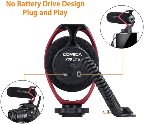 Comica CVM-V30 LITE Video Microphone Super-Cardioid Condenser On-Camera Shotgun Microphone - Image 2