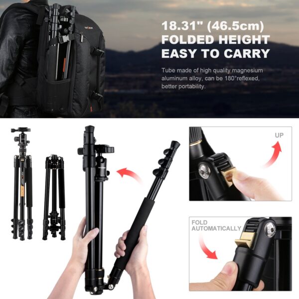 K&F TM2324 Concept 62inch DSLR Tripod - Image 3