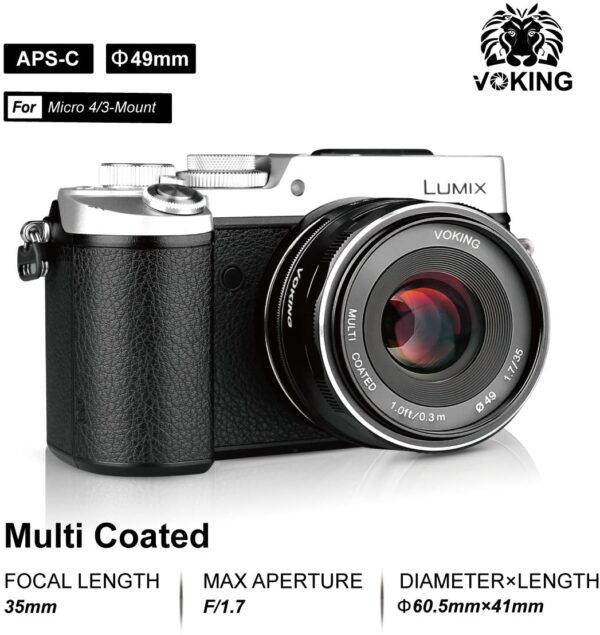 ⁦Voking 35mm F1.7 Manual Focus Lens for Micro MFT Panasonic and Olympus Digital Mirrorless Cameras⁩ - الصورة ⁦6⁩