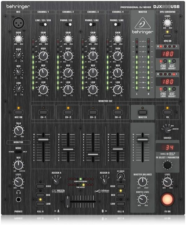 Behringer Pro Mixer DJX900USB Professional 5-Channel DJ Mixer-Black