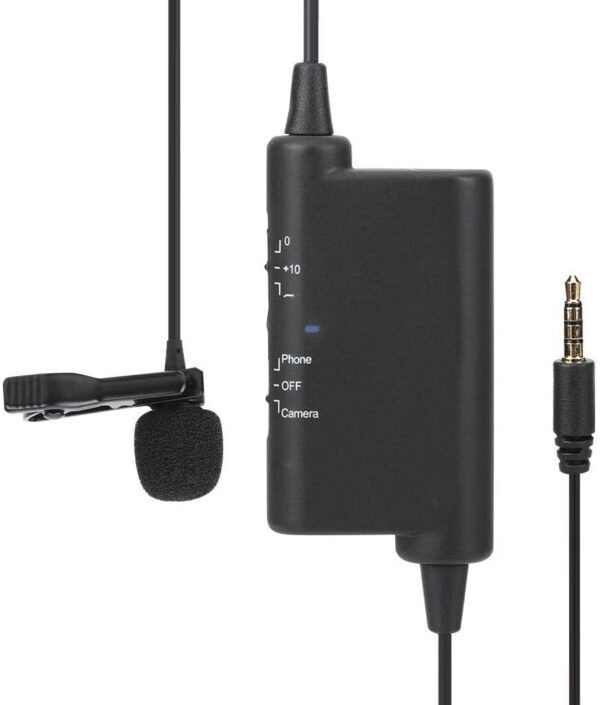 LensGo LYM-DM2 Recording Microphone- SLR Phone Recording Live Wired Microphone Interview External Collar Clip MIC