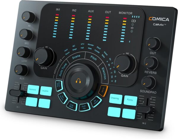 Comica ADCaster C2 Audio Interface- Dual XLR 6.35mm 3.5mm Podcast Mixer with 48V