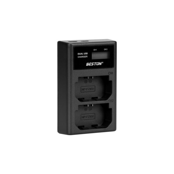 BESTON FZ100 LCD Dual USB Charger (Micro USB Type-C) for Sony Camera Batteries NP-FZ100 NPFZ100