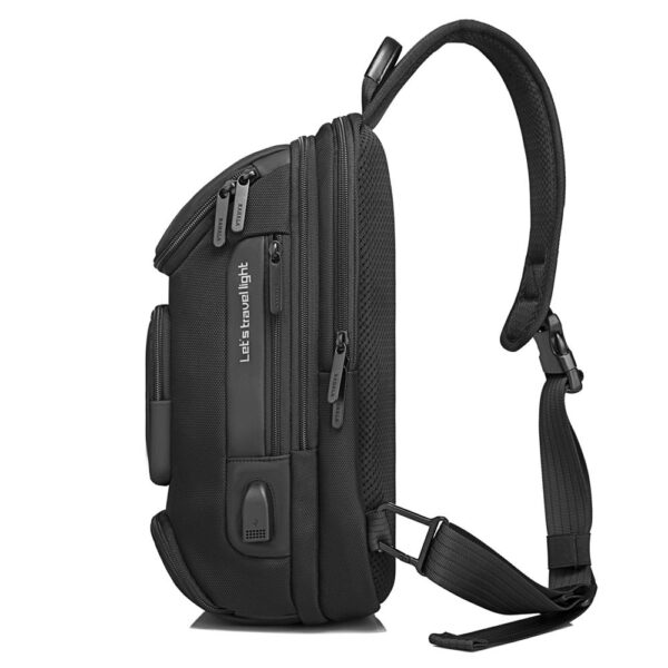 ⁦RAHALA 7086 Men Multifunction Waterproof Crossbody Shoulder Backpack- Black⁩ - الصورة ⁦8⁩