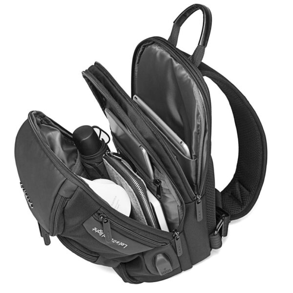 ⁦RAHALA 7086 Men Multifunction Waterproof Crossbody Shoulder Backpack- Black⁩ - الصورة ⁦2⁩