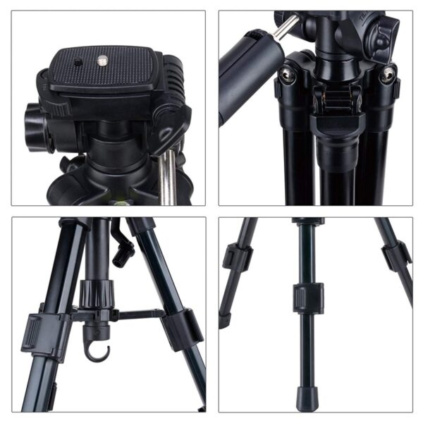 ⁦JMARY KP-2203 Professional Aluminium Alloy Tripod Stand with 3-Way Swivel Pan Head for All DSLR Cameras Specially Designed⁩ - الصورة ⁦3⁩