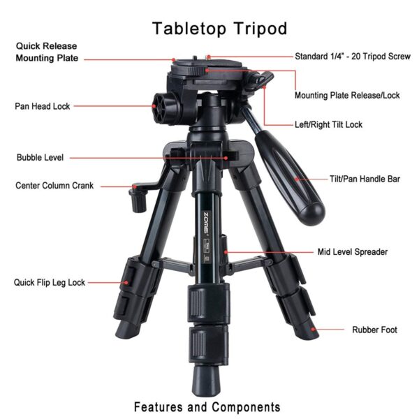 ⁦JMARY KP-2203 Professional Aluminium Alloy Tripod Stand with 3-Way Swivel Pan Head for All DSLR Cameras Specially Designed⁩ - الصورة ⁦5⁩