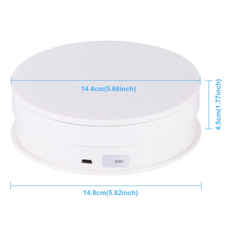 PULUZ 15cm USB Electric Rotating Turntable Display Stand Video Shooting Props Turntable for Photography- Load 5kg(White) - الصورة 2