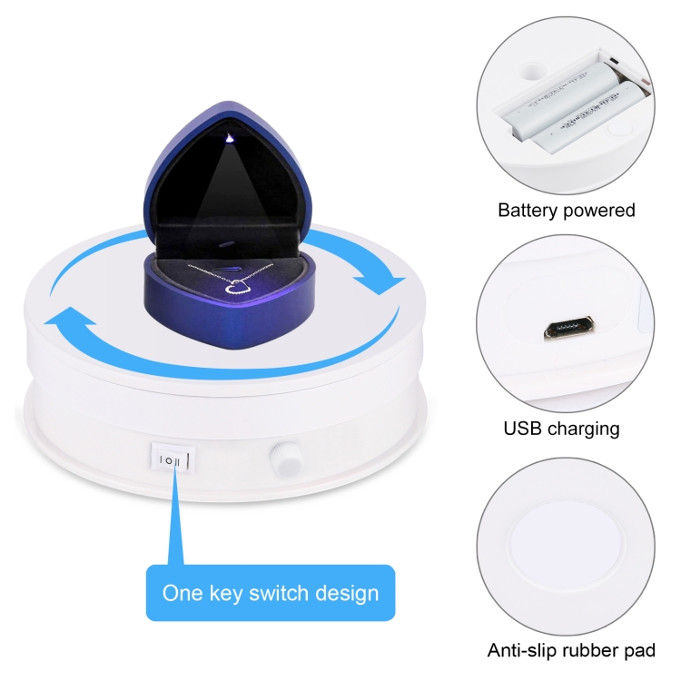 PULUZ 15cm USB Electric Rotating Turntable Display Stand Video Shooting Props Turntable for Photography- Load 5kg(White) - الصورة 3