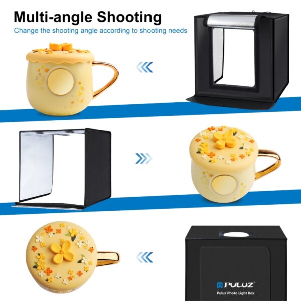 PULUZ 16 inch 40cm Portable Photography Light Tent- Professional Foldable Shooting Lighting Softbox with LED Lights and 6 Color Backdrops - Image 5