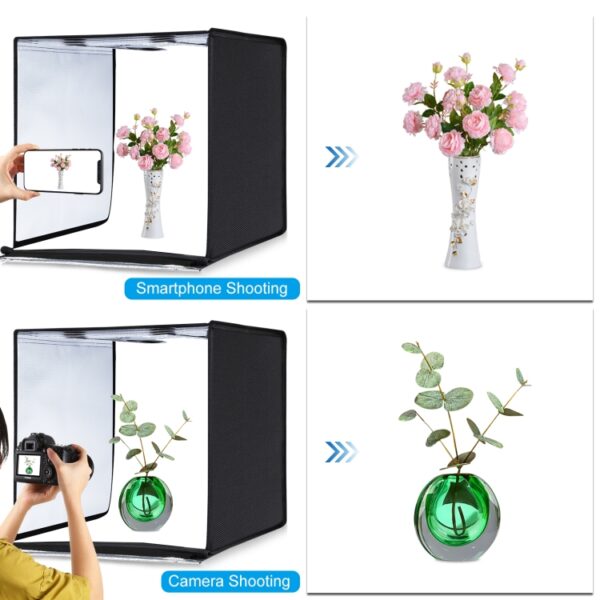 PULUZ 16 inch 40cm Portable Photography Light Tent- Professional Foldable Shooting Lighting Softbox with LED Lights and 6 Color Backdrops - Image 9
