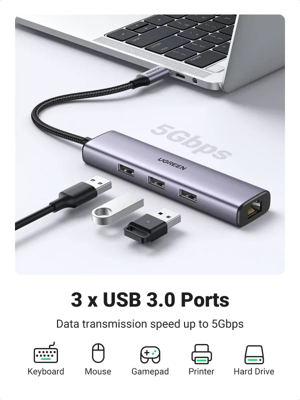 UGREEN 20932 USB-C Multifunction Gigabit Ethernet Adapter with PD - Image 5