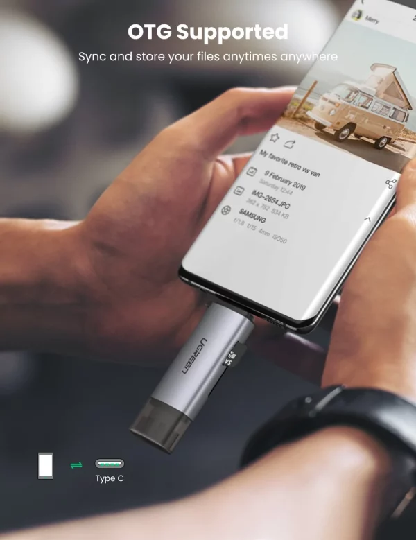 Ugreen 2-in-1 USB C OTG Card Reader - Image 5