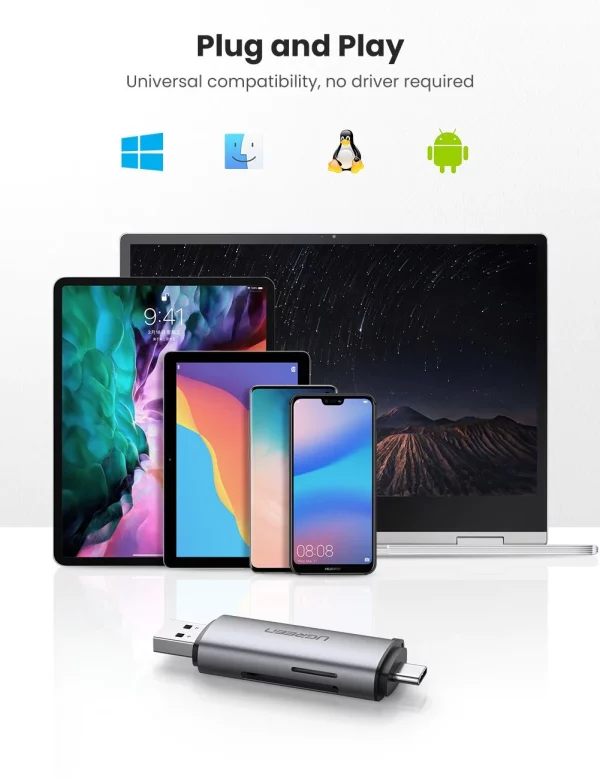 Ugreen 2-in-1 USB C OTG Card Reader - Image 7
