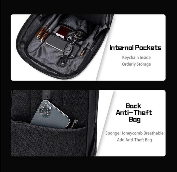 Arctic Hunter XB00126 Men Chest Bag USB Charging Sling Bag Waterproof black - Image 2