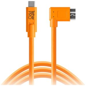 Tether Tools TetherPro USB Type-C Male to Micro-USB 3.0 Type B Male Cable (4.5m- Orange- Right-Angle)
