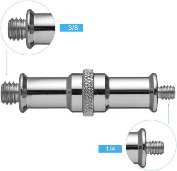 Standard 1/4 to 3/8 inch Metal Male Convertor Threaded Screw Adapter Spigot Stud for Studio Light Stand - Image 3