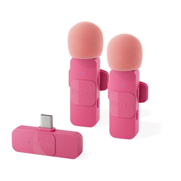 BOYA BY-V20 Ultracompact 2-Person Wireless Microphone System with USB-C Connector for Mobile Devices - Pink