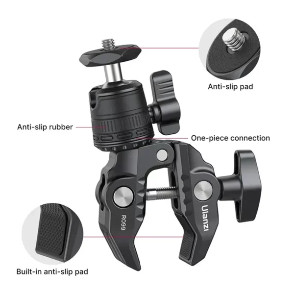 Ulanzi R099 Clamp Mount with Mini Ball Head - Image 5