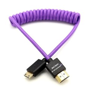 KONDOR BLUE Mini HDMI to Full HDMI Cable 12-24 Inch Braided Coiled - purple