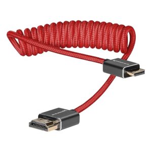 KONDOR BLUE Mini HDMI to Full HDMI Cable 12-24 Inch Braided Coiled - Red